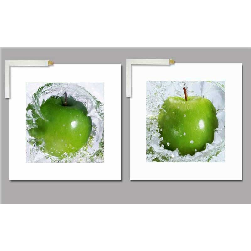 Dos manzanas decorativas con marco Arte y decoración Cuadros para la cocina 